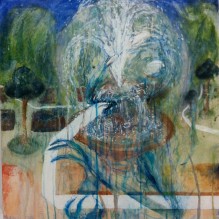 A BEING IN A GARDEN WITH FOUNTAIN - B Catling - The Vorrh