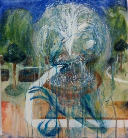 A BEING IN A GARDEN WITH FOUNTAIN - B Catling - The Vorrh